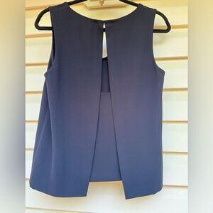 And B black sleeveless V-neck blouse,back free folds,hook closure, small